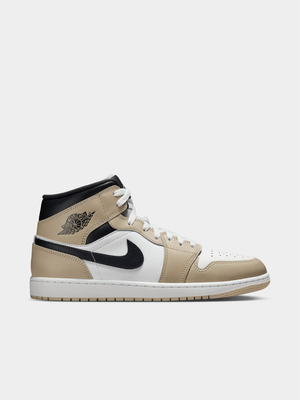 Jordan Men's 1 Mid Cream/Charcoal Sneaker