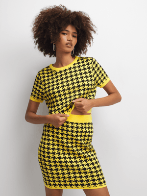 The FIX Women's Yellow & Black Co-Ord Mini Skirt