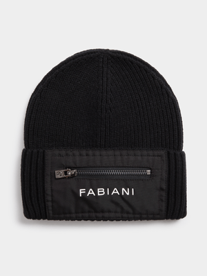 Fabiani Men's Black Utility Rib Beanie