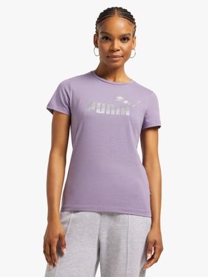 Puma Womens Foil Logo Mauve Tee