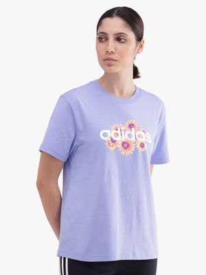 adidas Womens Tiro Graphic Blue/Pink Tee