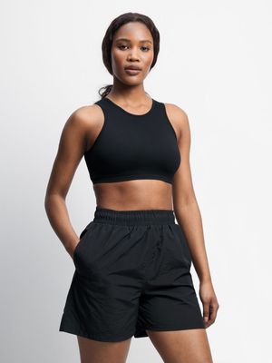 TS Womens Woven Black Walk Shorts