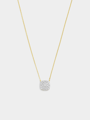 Gold Plated Sterling Silver Cubic Zirconia Cushion Pavé Pendant