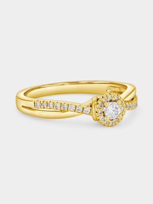 Yellow Gold 0.27ct Diamond Round Halo Twist Ring