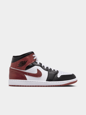 Jordan Men's 1 Mid SE White/Brown/Black  Sneaker