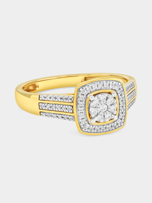 Yellow Gold Diamond Cushion Halo Ring