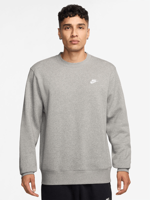 Nike Mens Club Fleece Grey Crew Sweatshirt