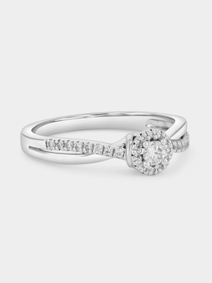 White Gold 0.27ct Diamond Round Halo Twist Ring