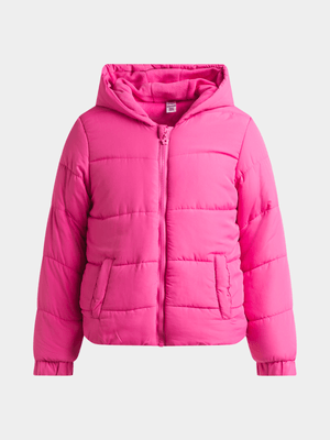 Jet Older Girls Pink Puffer Jacket