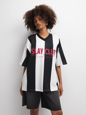 The FIX Women's Black & White Vertical Striped Sport Top