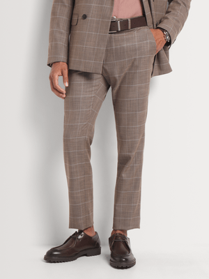 Men's Markham Slim Check Taupe/Milk Suit Trouser