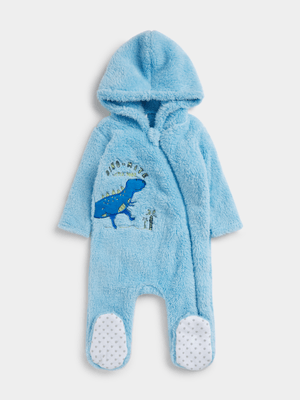 Jet Infant Boys Light Blue Dino Fleece Sleepsuit