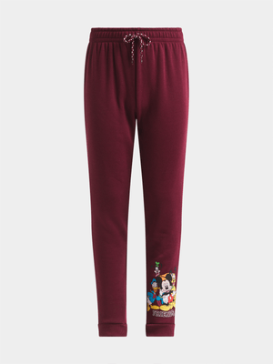 Jet Older Boys Burgundy Mickey & Friends Active Pants