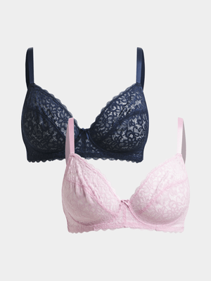 Jet Women's Navy/Lilac Soct Cup Bra - DD