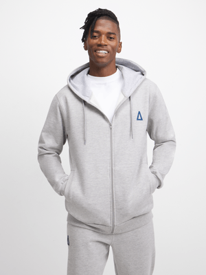 Mens APX Grey Zip-Through Hoodie