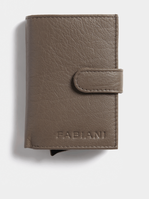 Fabiani Men's Taupe Metal Card Holder