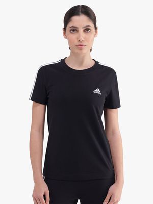 adidas Womens Essential 3-Stripes Black/White Tee