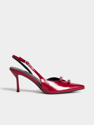 Jet Women's Red Double Bow Slingback Heels