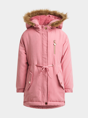 Jet Younger Girls Pink Parka Jacket