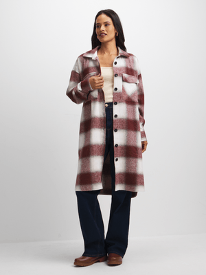 Jet Women's Burgundy Check Shacket