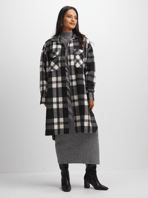 Jet Women's Black Check Shacket