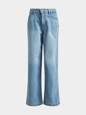 Jet Teen Girls Light Wash Wide Leg Jeans