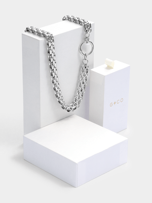 Rhodium Plated Vintage Link Chain Necklace