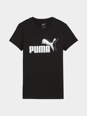 Puma Womens No.1 Logo Graphic Black Tee