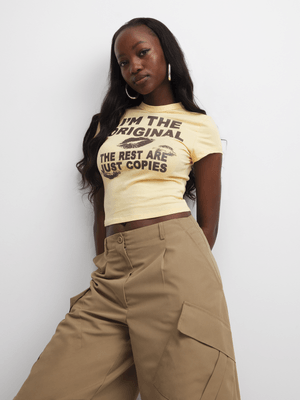 The FIX Women's Yellow Baby Top With Print