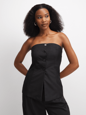 Jet Women's Black Boob Tube Waist Coat
