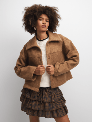 The FIX Women's Brown Boiled Borg Jacket