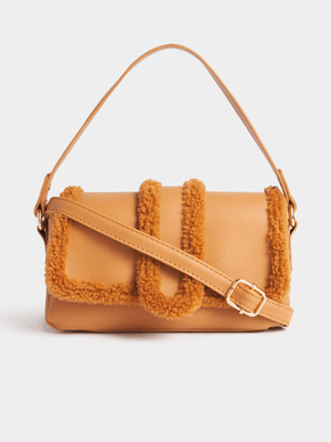 The FIX Women's Tan Fur Top Handle Bag