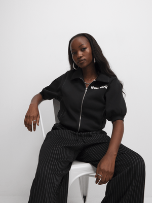 The FIX Women's Black Zip Through Top