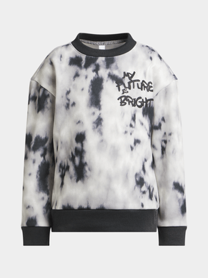 Exact Older Boy's Black & Grey Tie-Dye Print Sweat Top