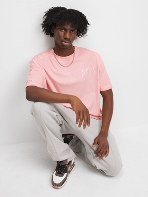 Redbat Athletics Men's Pink Washed Relaxed T-Shirt