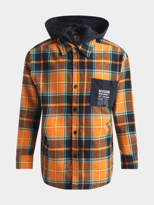Jet Older Boys Orange Hooded Shirt