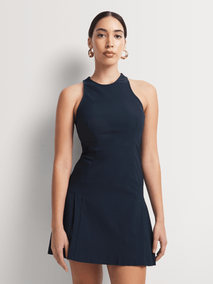 Y&G Pleated Side Belts Shift Dress