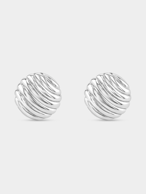 Sterling Silver Bold Textured Round Stud Earrings