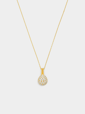 Gold Plated Sterling Silver Cubic Zirconia Teardrop Pendant
