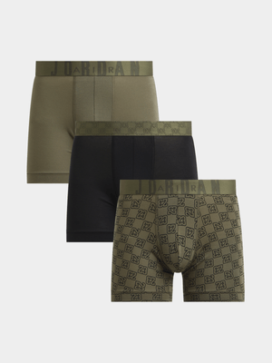 Jordan Men's 23 Monogram 3Pack Boxer Green/Black Trunks