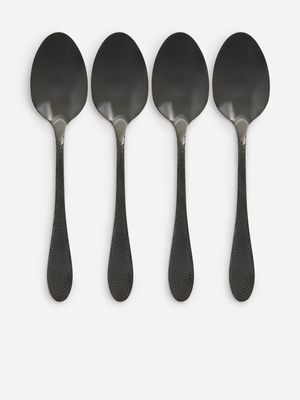 Jet Home Black 4 Piece Hammered Spoon Set