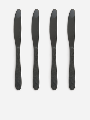 Jet Home Black 4 Piece Hammered Knife Set