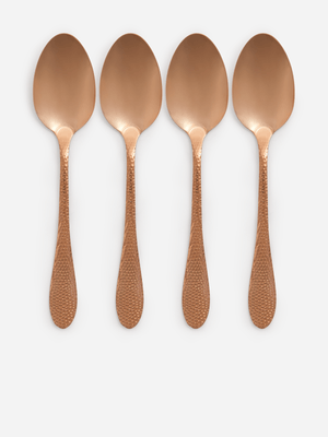 Jet Home Rose Gold 4 Piece Hammered Spoon Set
