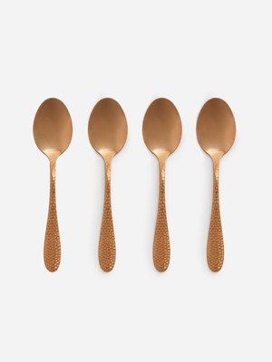 Jet Home Rose Gold 4 Piece Hammered Teaspoon Set