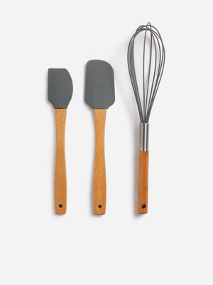 Excellent Houseware Grey Kitchen Tool Set/3Pcs Acacia