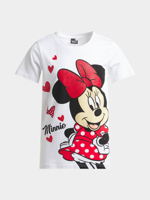 Jet Older Girls White Minnie Hearts T-Shirt