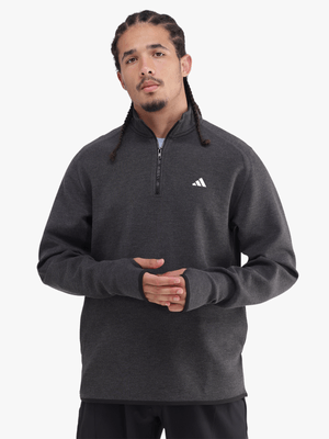 adidas Mens Game And Go 1/4 Zip Dark Grey Sweatshirt