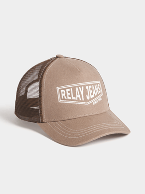 Relay Jeans Men's Contrast Stitch Brown Trucker Cap