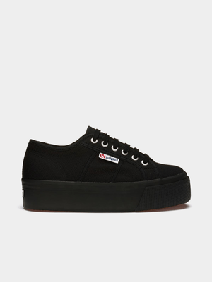 Superga Womens Classic 2790 Black Platforms Sneakers