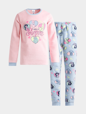 Jet Older Girls Pink/Blue Princesses Pyjama Set